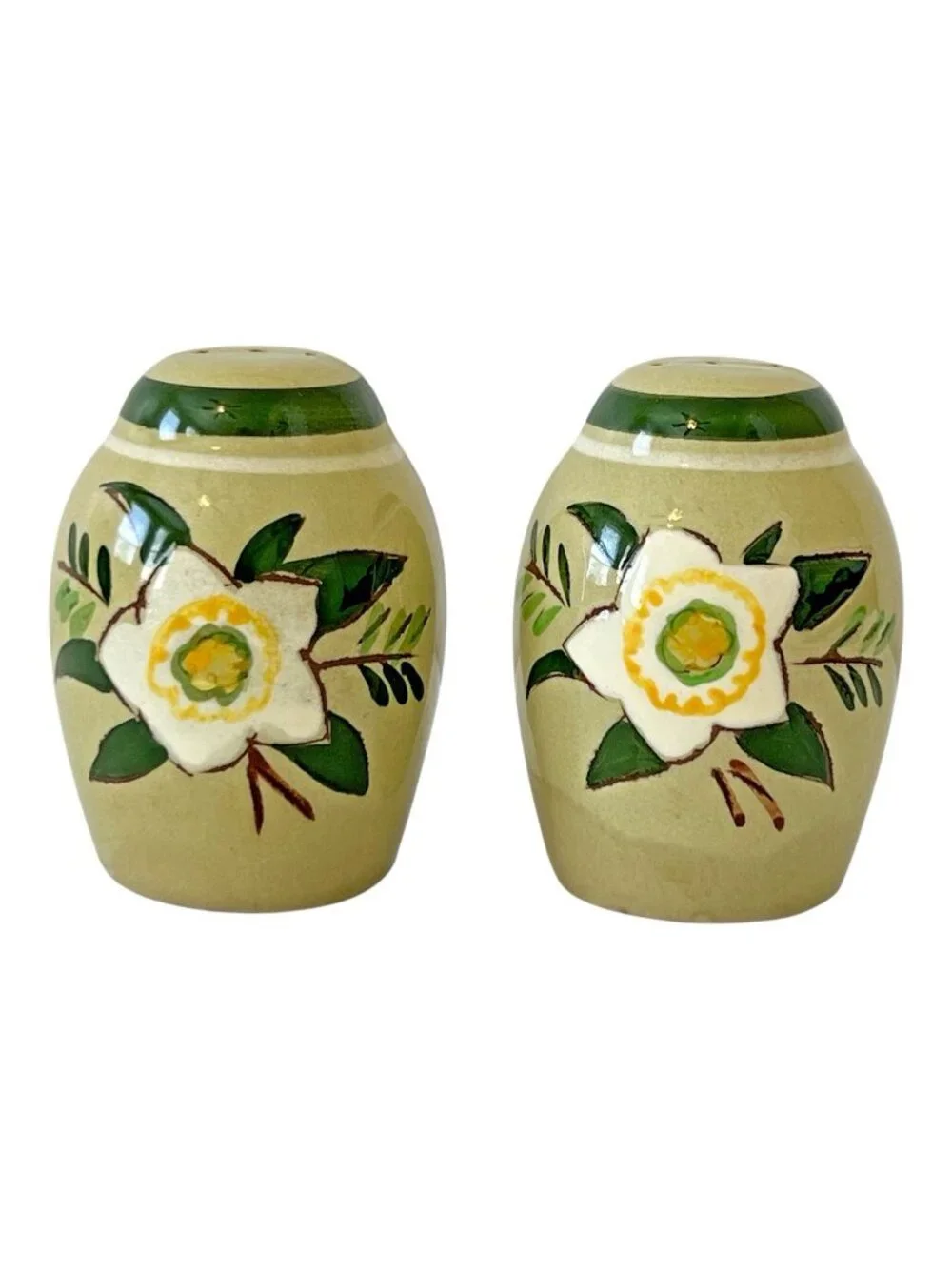 Vintage Stangl Pottery White Dogwood Salt and Pepper Shakers Hand Painted MCM